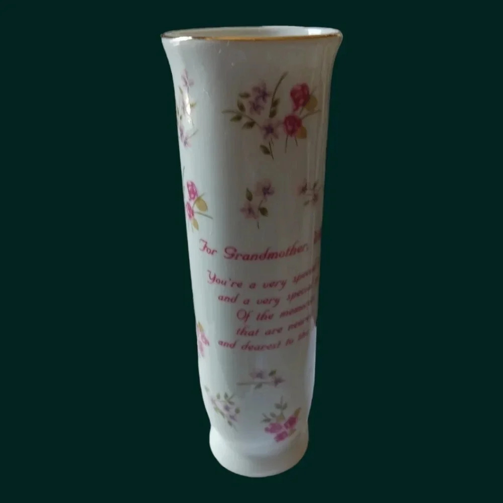 Russ fine porcelain cylinder vase for grandmother wt love